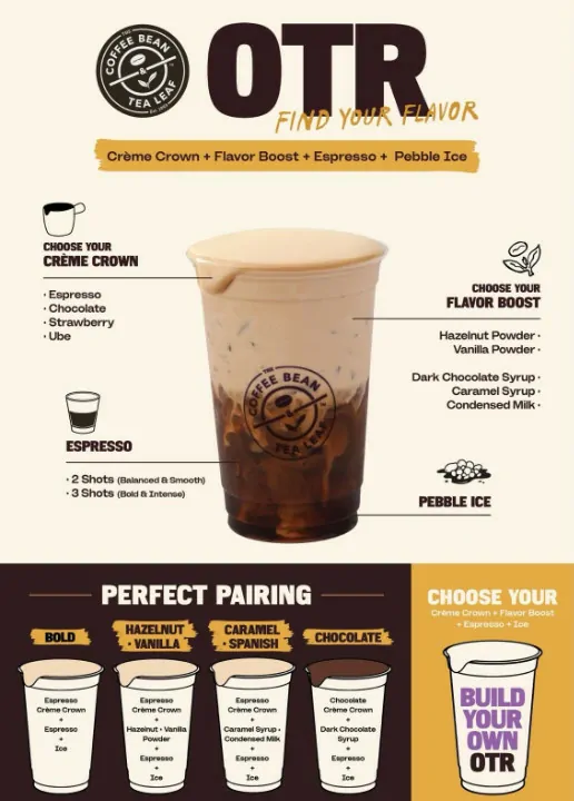 menu otr coffee bean tea leaf